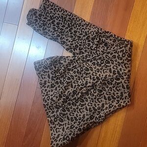 Seven7 Pull On Ponte Brown Leopard Leggings - Large